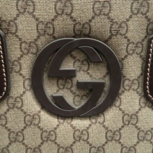 100%  Authentic GUCCI Brown Monogram Canvas Tote Bag - Picture 8 of 11